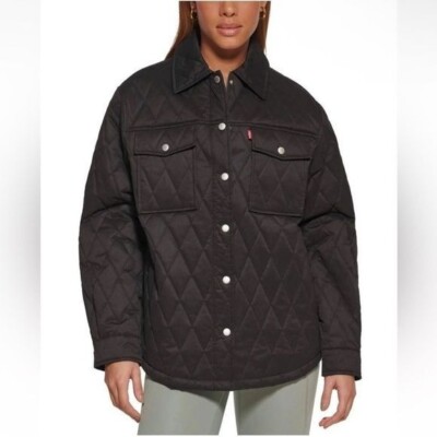 Levis's Diamond Quilted Shirt Jacket Women's XXL Black Casual Outdoor Utility