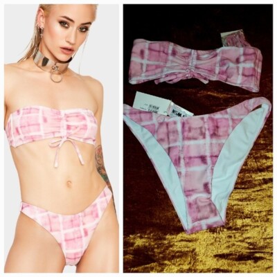 Twiin No Doubt Bikini Plaid Pink Set M & L $140