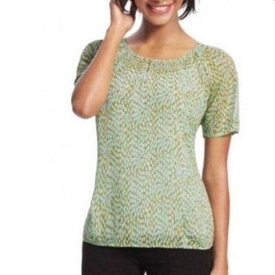 CABI Keyhole Pebble Blouse Green Sz L #602