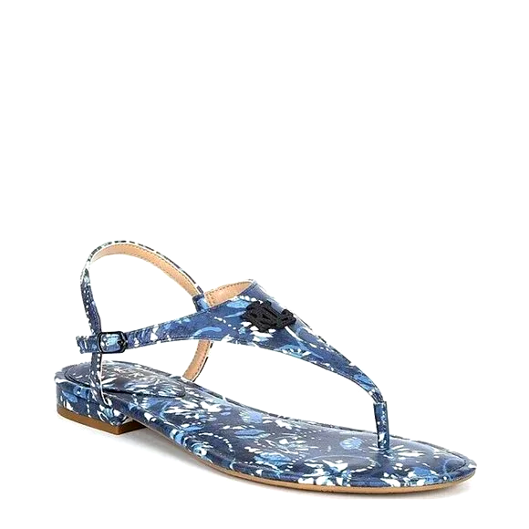 NWOB RALPH LAUREN Ellington Flat Sandal Floral Size 9 Logo