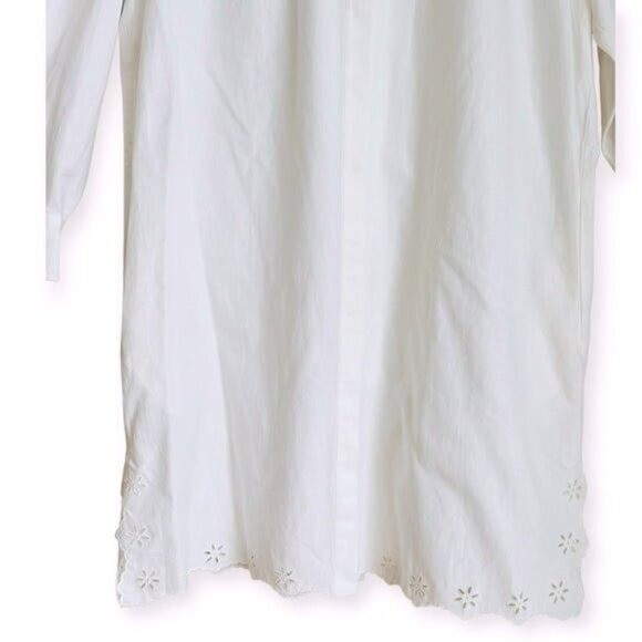 Pre-owned Max Mara Corinto Linen Blend White Button Down Belted Shirt Dress Size L