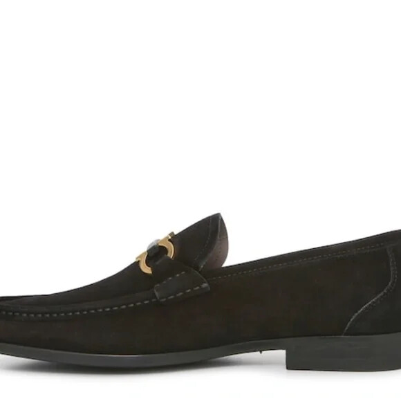 Pre-owned Ferragamo Salvatore  Grandioso Mens Black Leather Loafers 9 11.5 D