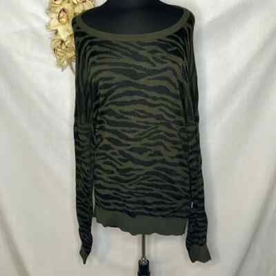 Adidas Women's Limited Edition Green Black Zebra Scoop Neck Sweater Size 8 NWT