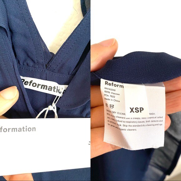 Pre-owned Reformation Peppermint Maxi Dress In Navy Size Xsp In Blue