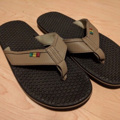 VANS La Costa Mens Sandals NEW Flip Flops WAFFLE SOLE Rasta Shitake Brown SIZE 8