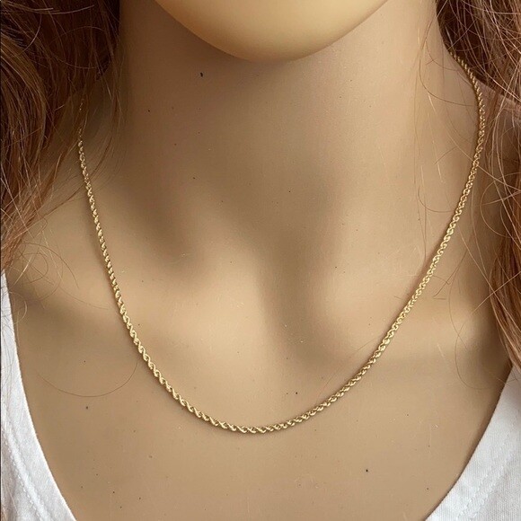 Pre-owned Element Shine/md 14 K Solid Yellow Gold 1.8 Mm Light Rope Chain Necklace 16", 18", 20", 22", 24"