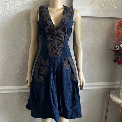 Unique Vintage Blue Fit and Flare Dress Size 6