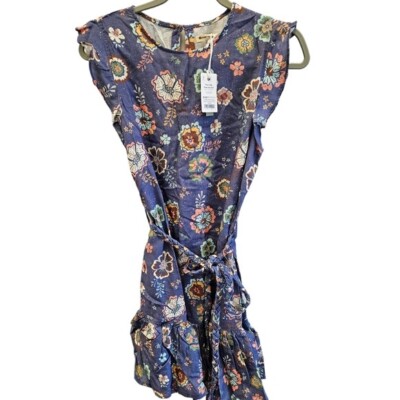 Marine Layer Laney Marlin Hibiscus Floral Linen Mini Dress NEW Size Small