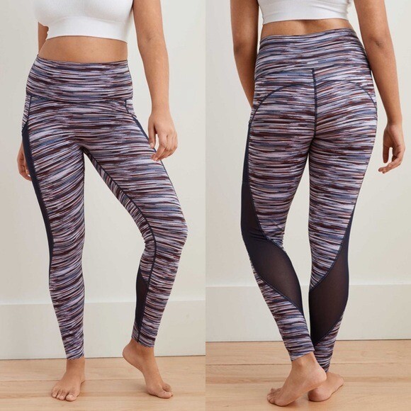 NWT Aerie Move Mesh High Waisted Legging Size Small Purple Blue Pockets eBay