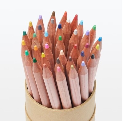 MUJI 36 Color Pencil with Paper Tube moma natural wood axis made in japan
