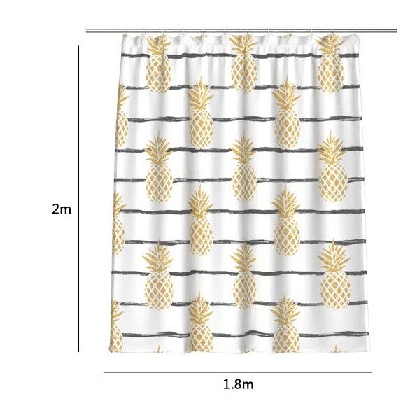 Tenda Doccia AntiMuffa Impermeabile 180x200cm Con Anelli Bagno Ananas dfh