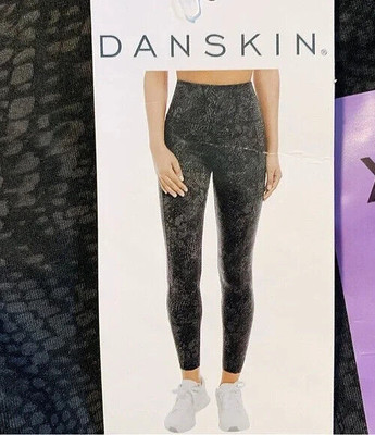 NWT Danskin Women Bonded 7/8ths High Rise Leggings Black Snake Swirl Size 2XL