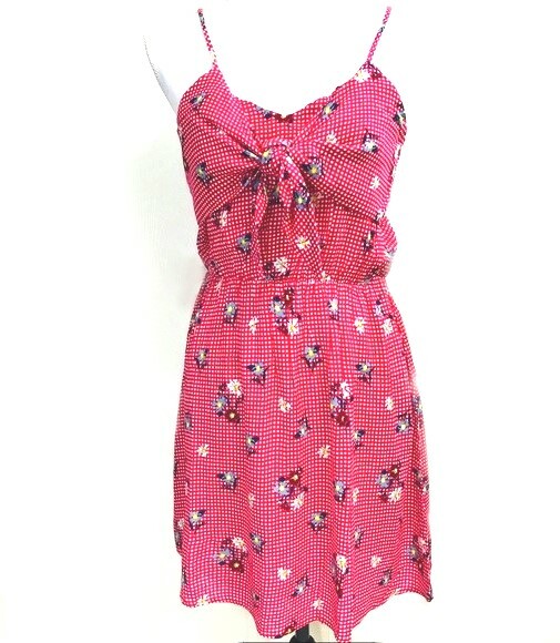 Everly Front Tie Ribbon Women's Dress Floral Red Sz. Small 151870