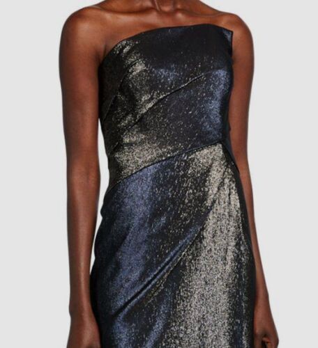 Pre-owned Rene Ruiz Collection $1695  Women's Gray Draped Strapless Gown Dress Size 14