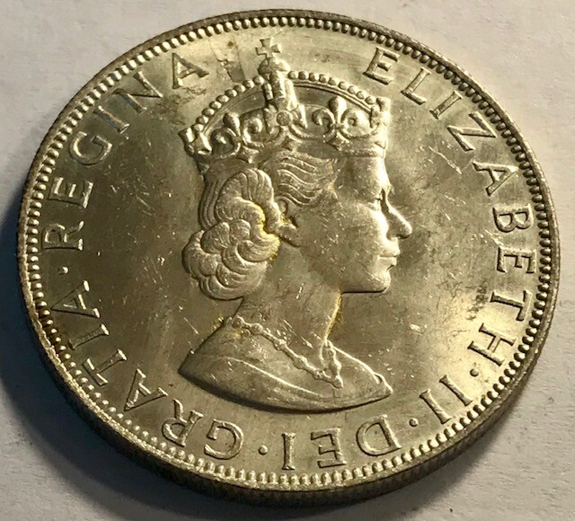 BERMUDA - Queen Elizabeth II - Large Silver Crown - 1964 - KM-14 - Br. Uncircula