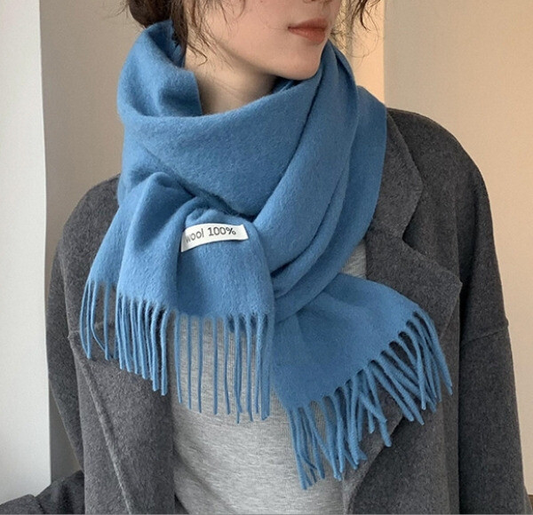 100% wool long scarf 160 * 30cm solid color warm versatile scarf