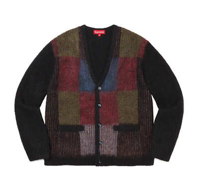 Supreme Brushed Grid Cardigan Sweater Mohair Black Medium SS22