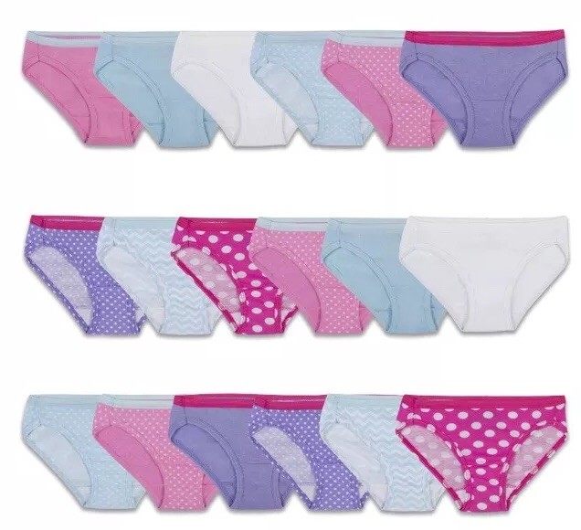 FRUIT OF THE LOOM Girls’ Underwear Bikinis Briefs Hipsters 18pk