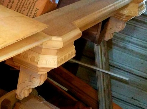 Wood fireplace mantel shelf