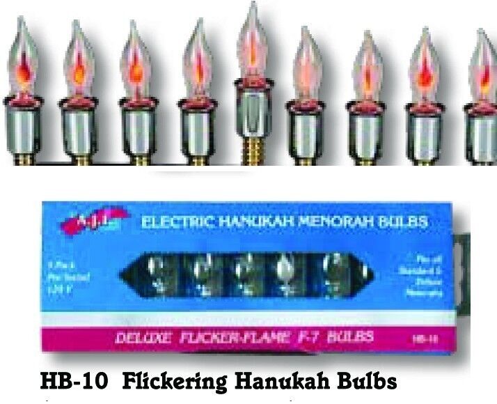 AJI ELECTRIC HANUKKAH MENORAH BULBS, FLICKERING  CHANUKAH  (9 Pack/120 V) Flame