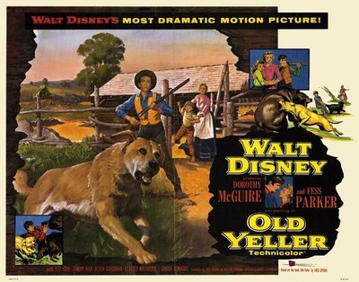 OLD YELLER Movie POSTER 22 x 28 Dorothy McGuire, Fess Parker, Tommy Kirk, A
