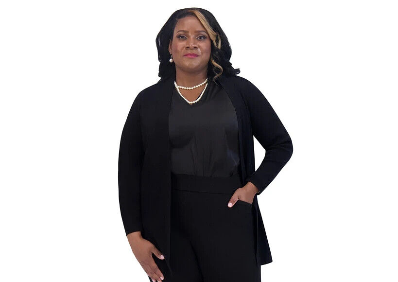 Kasper Open-Front Long-Sleeve Sweater Women's XS Black Solid Pull On Closure - Picture 1 of 17