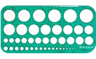 Linex 1217T Circle Template, 45 Circles from 1-36 mm