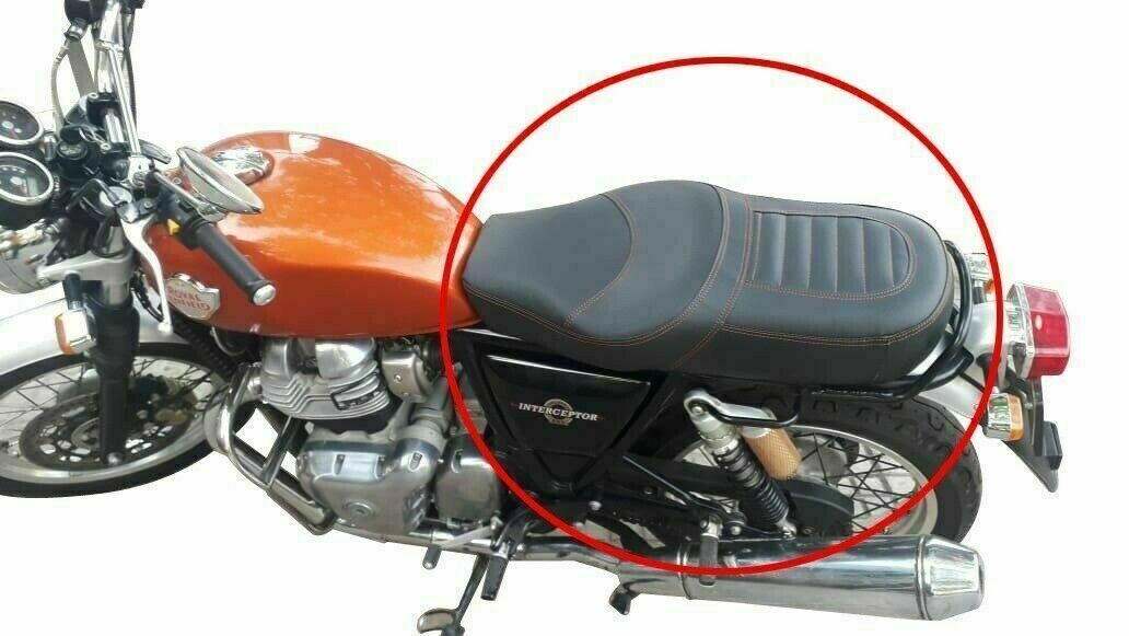 Fits For Royal Enfield Interceptor 650cc Cushioned Dual Seat White Thread 