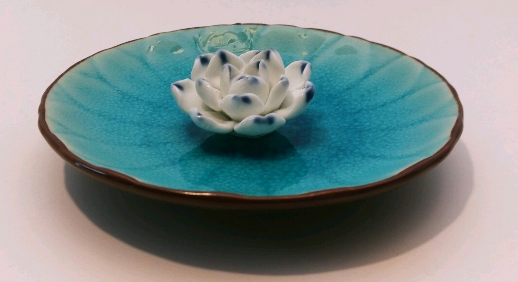 Ceramic Flower Lotus Petal Incense Burner Buddhist Stick ...