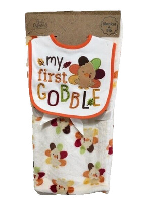 Baby Essentials My First Gobble Blanket and Bib Set First Thanksgiving