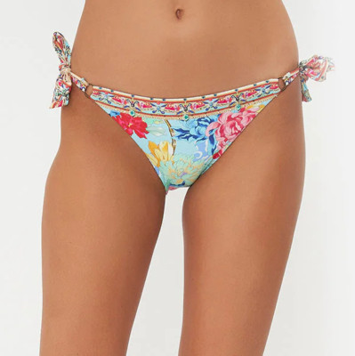 NWT - Camilla ''Go Stag'' Ring Side-Tie Bikini Bottoms, Multicolor - US 12/XLarge