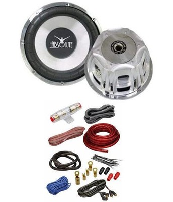 Absolute Axis Series AX1000 10'' 1000W Power Subwoofer & 4 Gauge Amp Kit