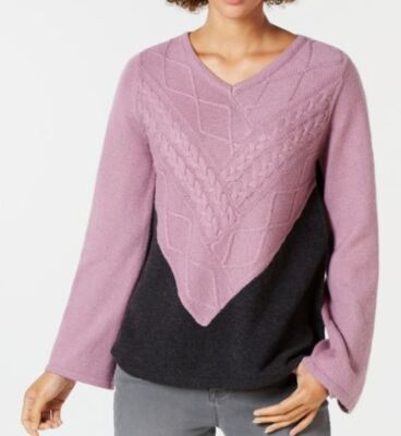 Style & Co Sweater Mix Stitch Pullover Purple M