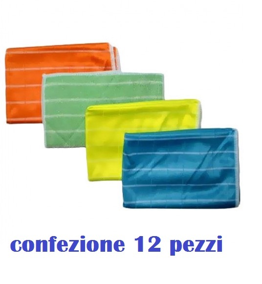 Set 12 Pezzi Panno Microfibra Microlux Super Assorbente Pulizia Vetri 30x30 moc