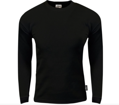 SHAKA Wear Black Heavyweight Waffle Knit Long Sleeve Thermal Shirt