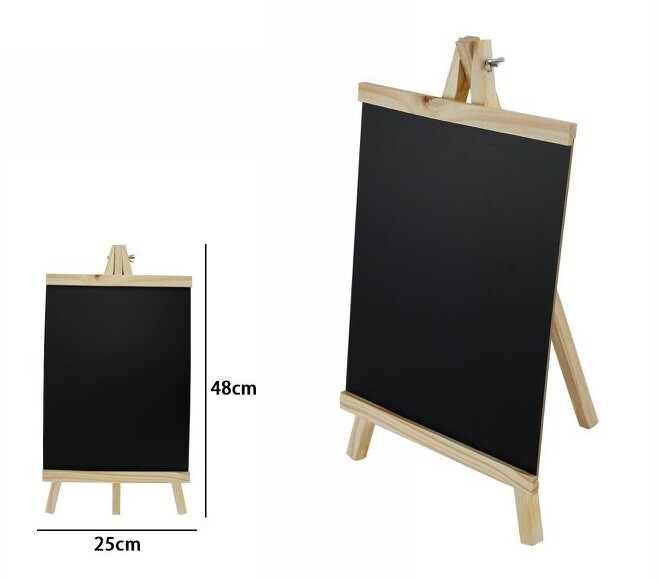 Cavalletto Treppiedi In Legno Naturale Con Lavagna Nera 25x48cm dfh