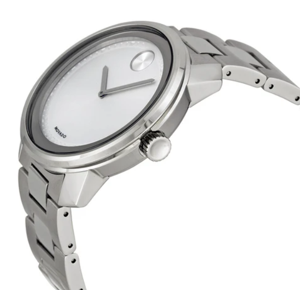 Pre-owned Movado Bold 3600257 Silver Dial Silver Stainless Steel Bracelet Band Mens Watch