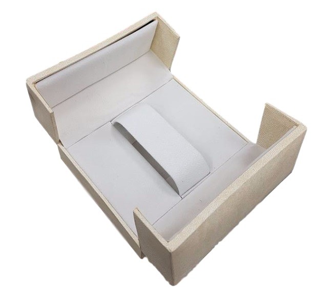 Cofanetto Scatolo Confezione Astuccio Orologio Apertura Doppia Pelle Panna lac