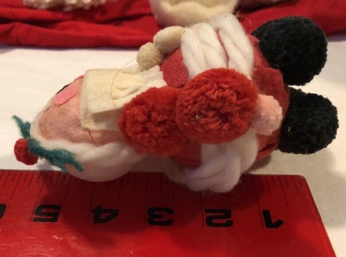 Lot of VINTAGE Cotton Batting Santa Claus Head FELT Ornaments FLANNEL NIGHT CAP