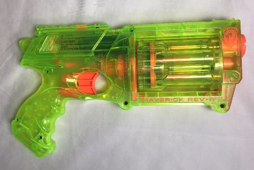 NERF N-Strike Maverick REV-6 Revolving Barrel Dart Blaster - Clear Sonic Green