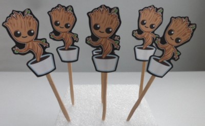 Baby Groot  Birthday Party Cake cupcake toppers,  Guardians of the Galaxy