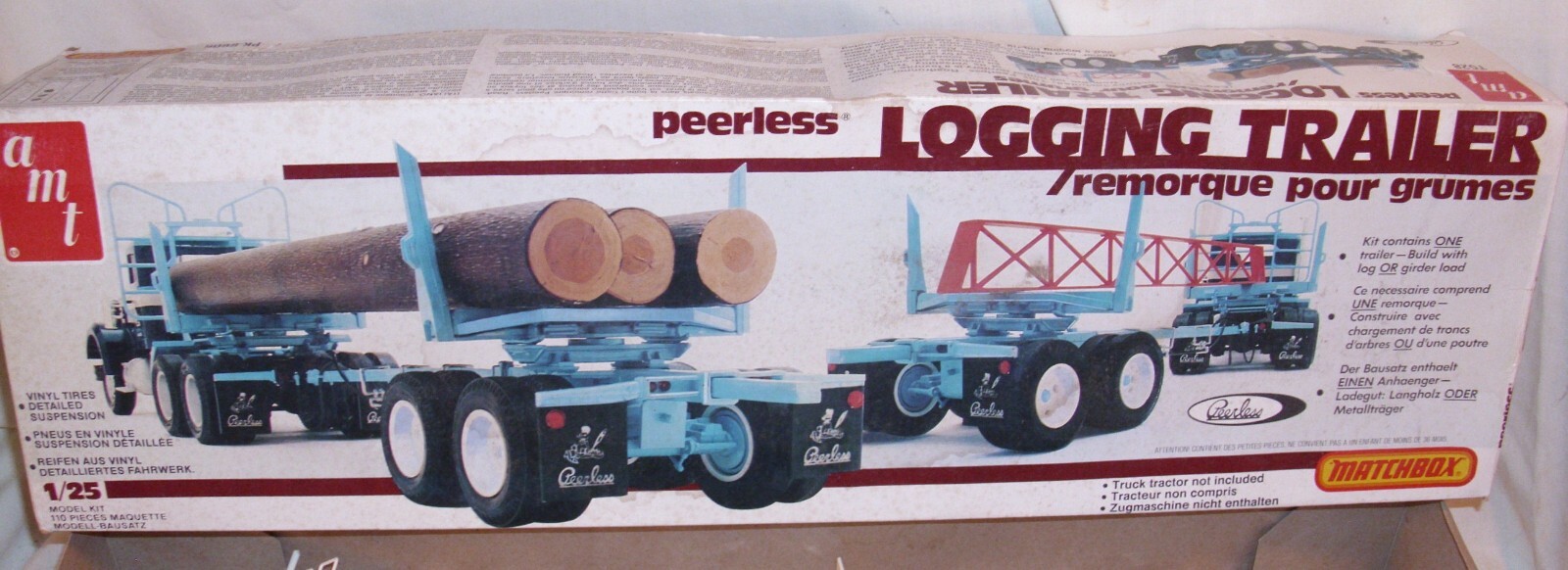 AMT PEERLESS LOGGING TRAILER SEMI MODEL KIT 1/25TH BOXED AMT PEERLESS LOGGING TRAILER SEMI MODEL KIT 1/25TH BOXED