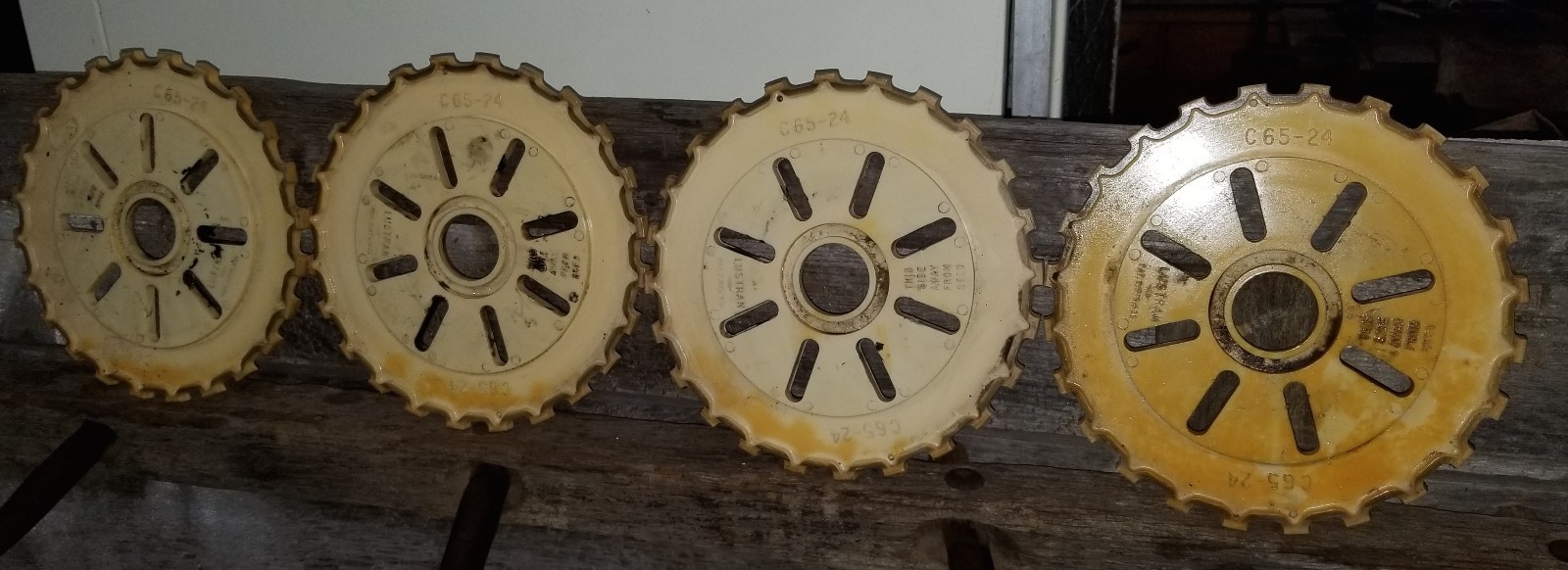 4 Used C65-24  Planter Seed Plates C65-24  Lustran C65-24 Farm Implant 4 Plates!