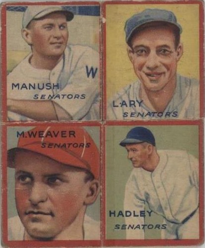 1935 Goudey 4-in-1 - Bump Hadley Heinie Manush Lyn Lary #1C