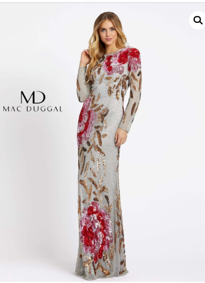 

NWD MAC DUGGAL 4566R Платиновое платье с цветочными пайетками и бисером, драпированное и с открытой спиной, Multicolor, 4566D