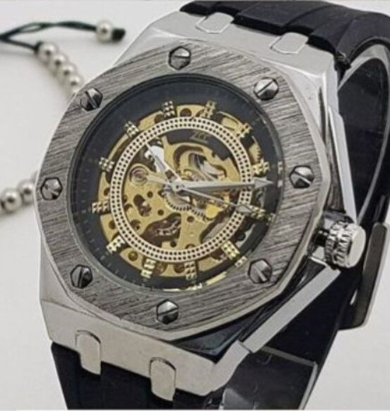 Orologio Polso ZCC 4407 Uomo Automatico Elegante Casual Silver Nero lac