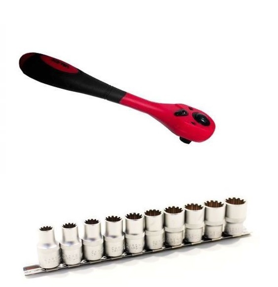 Set Di Chiavi Bussola 1/2 7 Pezzi 10-19mm Con Chiave Cricchetto Reversibile dfh