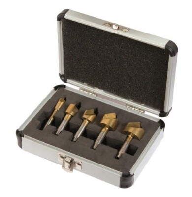 RIBITECH SET 5 FRESE SVASATORI FRESA PER SMUSSATURA LEGNO ALLUMINIO PLASTICA