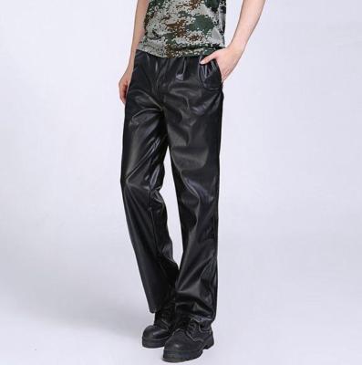パンツ Lee riders black leather straight pants Men's Genuine Leather Pants 5 Pockets Black Leather