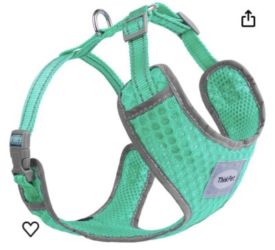 ThinkPet Large Dog Puppy Harness. Reflective Breathable Soft Mesh No Pull Green